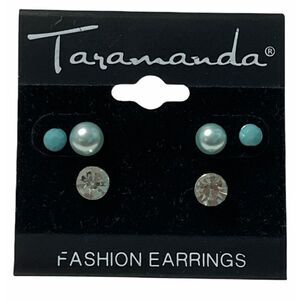 Taramanda Trio Earring Set CZ Studs Tiny Stud Blue‎